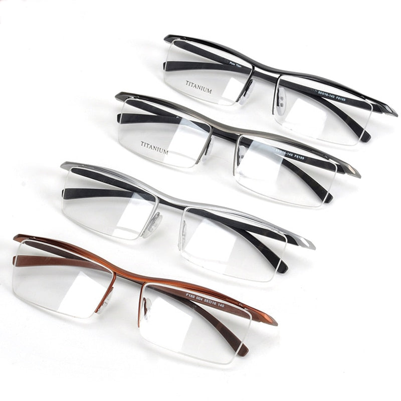 Hotony Men's Semi Rim Browline Titanium Frame Eyeglasses P8189 Semi Rim Hotony