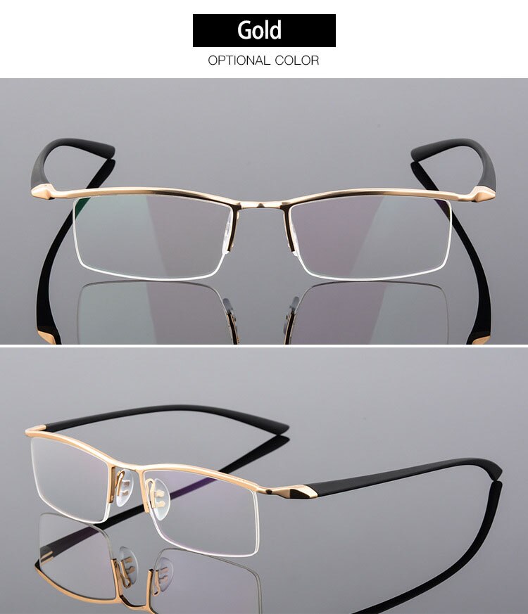 Bclear Men's Browline Semi Rim Eyeglasses Alloy 8190 Semi Rim Bclear
