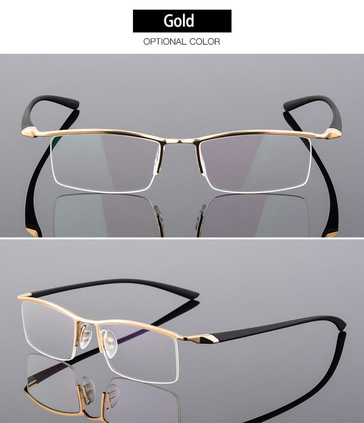 Bclear Men's Browline Semi Rim Eyeglasses Alloy 8190 Semi Rim Bclear