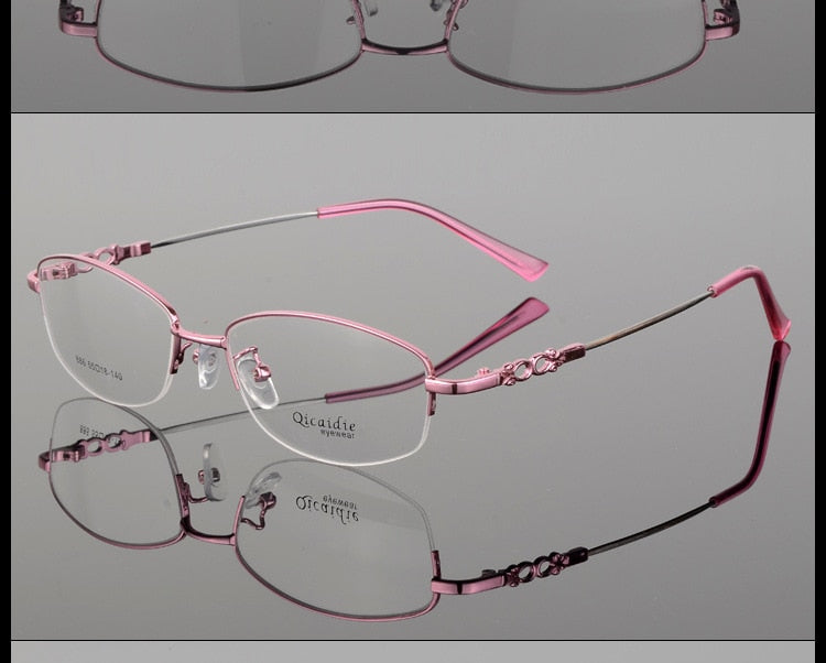 Women's Alloy Frame Half Rim Eyeglasses 886 Semi Rim Bclear