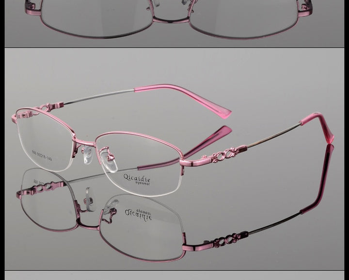Women's Alloy Frame Half Rim Eyeglasses 886 Semi Rim Bclear