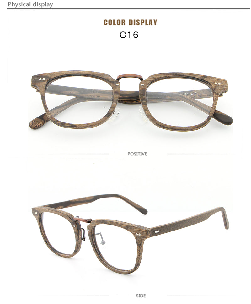Hdcrafter Unisex Full Rim Square Round Wood Frame Eyeglasses Lbh025 Full Rim Hdcrafter Eyeglasses