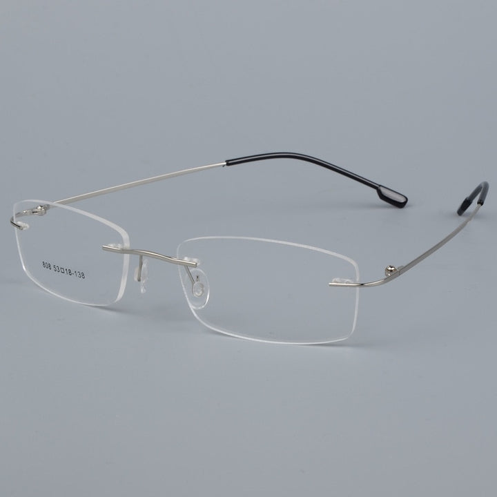 Bclear Men's Eyeglasses Titanium Alloy Rimless Ultralight Sj808 Rimless Bclear Silver  