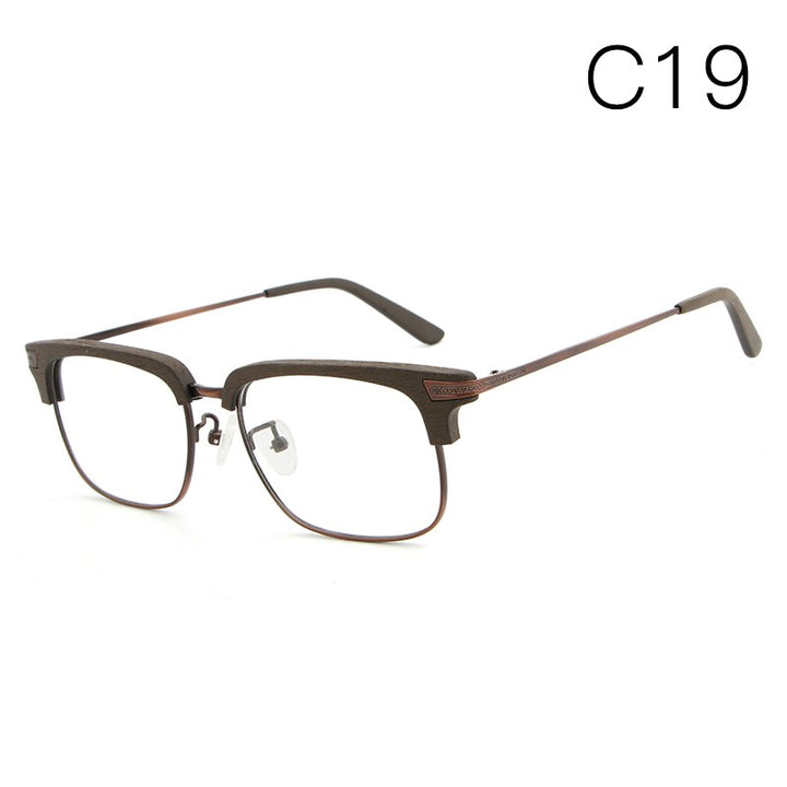 Hdcrafter Unisex Full Rim Square Wood Frame Eyeglasses Hb034 Full Rim Hdcrafter Eyeglasses C19  