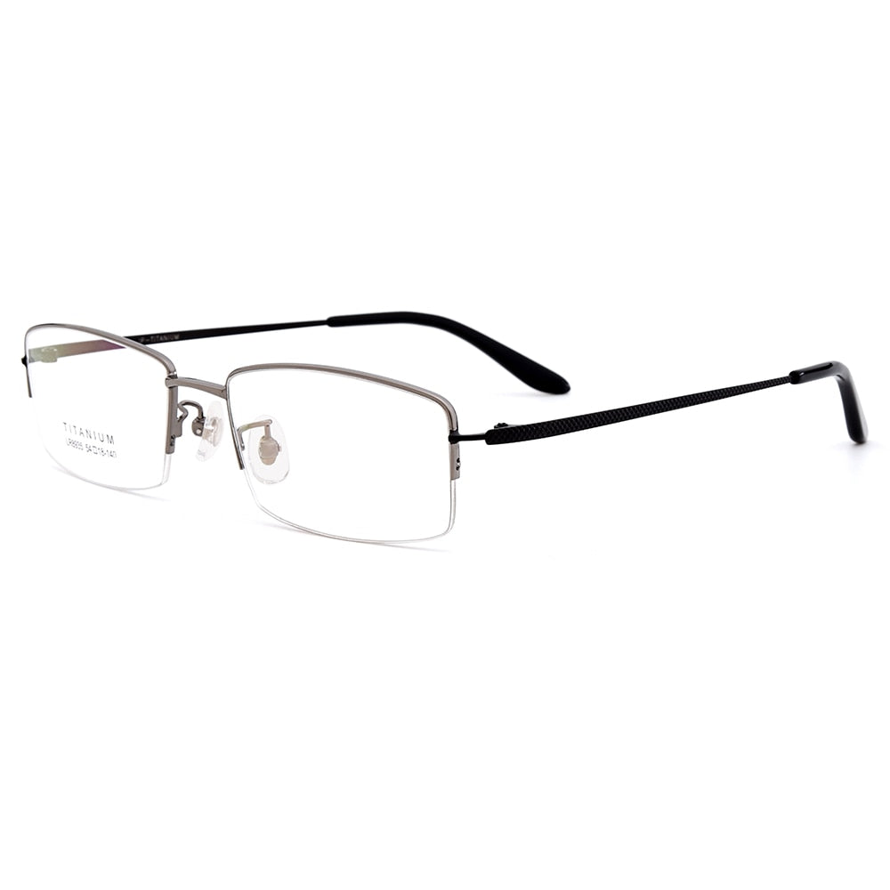 Gmei Men's Eyeglasses Ultralight 100% Pure Titanium Half Rim Lr8935 Semi Rim Gmei Optical Gun-Color