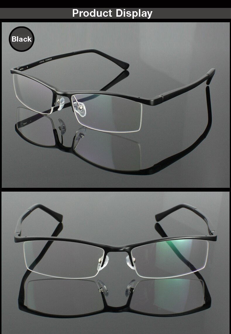 Hotochki Men's Semi Rim Aluminium Magnesium Alloy Frame Eyeglasses 2036 Semi Rim Hotochki