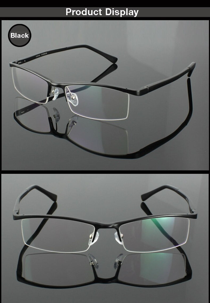 Hotochki Men's Semi Rim Aluminium Magnesium Alloy Frame Eyeglasses 2036 Semi Rim Hotochki
