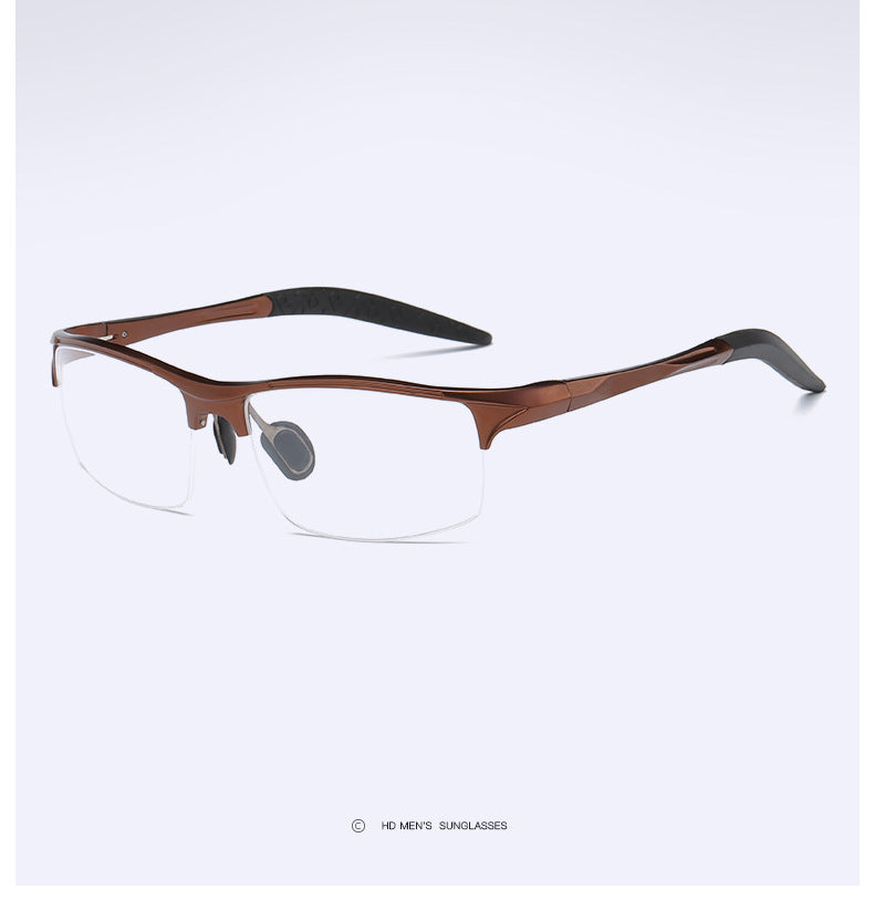 Hdcrafter Men's Semi Rim Square Rectangle Aluminun Alloy Frame Eyeglasses L8177 Semi Rim Hdcrafter Eyeglasses