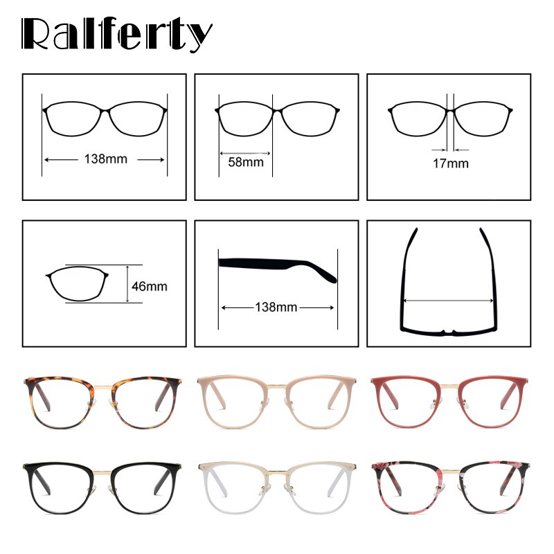 Ralferty Women's Full Rim Square Acetate Alloy Eyeglasses F92128 Full Rim Ralferty