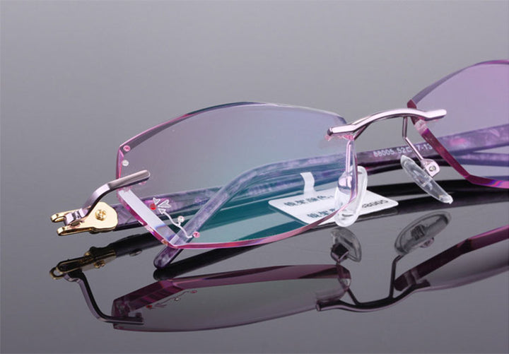 Reven Jate Unisex Rimless Rectangle Titanium Eyeglasses 88005 Rimless Reven Jate