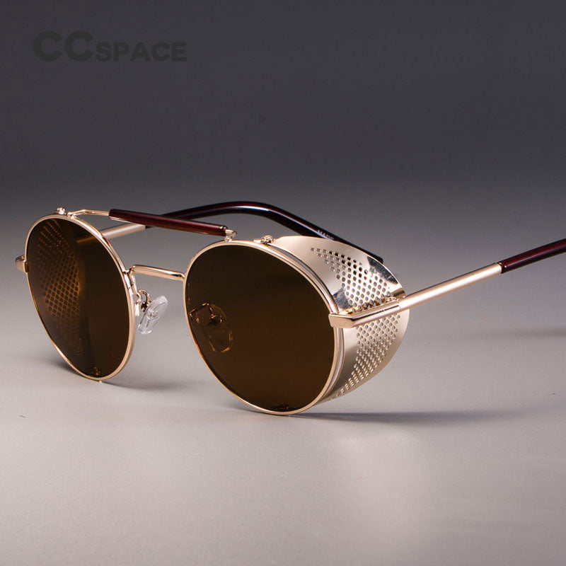 CCspace Unisex Full Rim Round Alloy Frame Steampunk Sunglasses ZML14 Sunglasses CCspace Sunglasses
