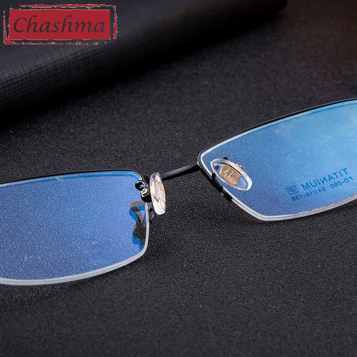 Chashma Ottica Men's Semi Rim Square Titanium Eyeglasses 090 Semi Rim Chashma Ottica