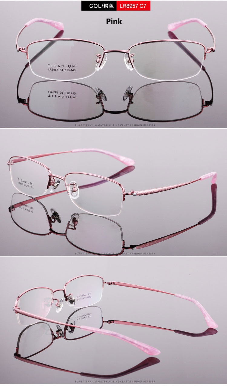 Women's Titanium Semi Rim Frame Eyeglasses Lr8957 Semi Rim Bclear