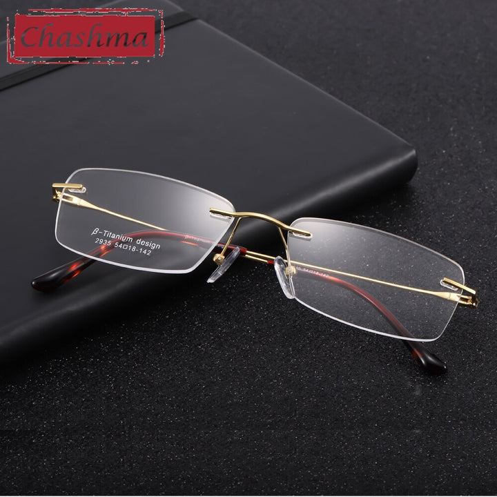 Chashma Ottica Unisex Rimless Square Titanium Eyeglasses 2935 Rimless Chashma Ottica