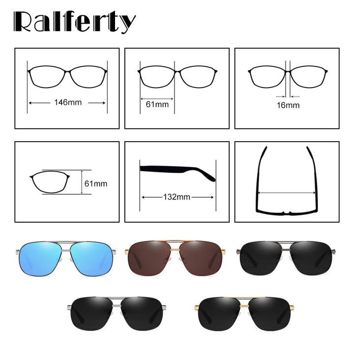 Ralferty Men's Sunglasses Polarized Tac Square D0960 Sunglasses Ralferty