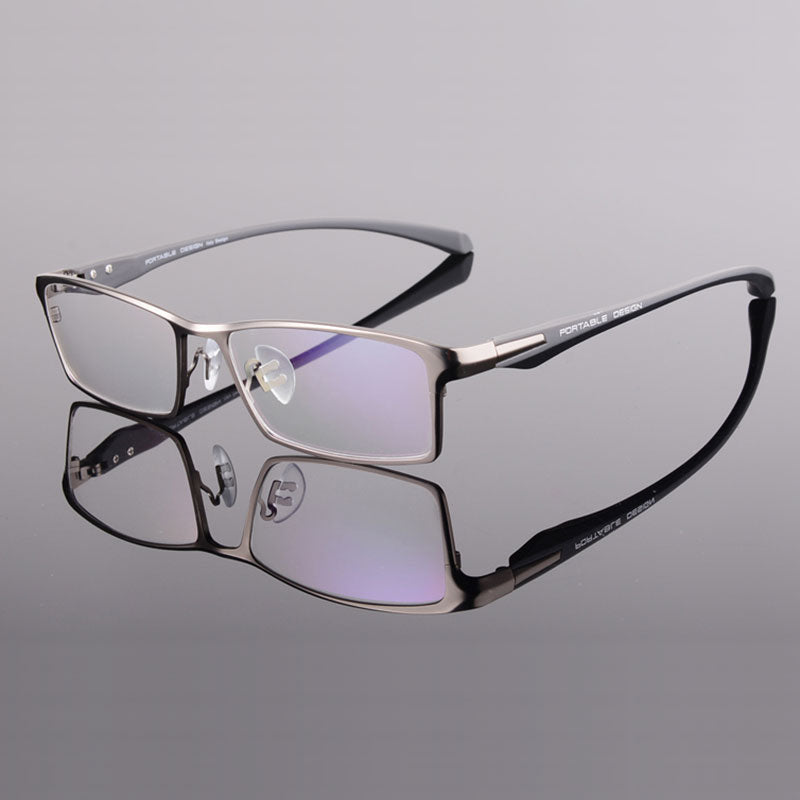 Hotochki Men's Full Rim Rectangular Alloy Acetate Frame Eyeglasses Full Rim Hotochki