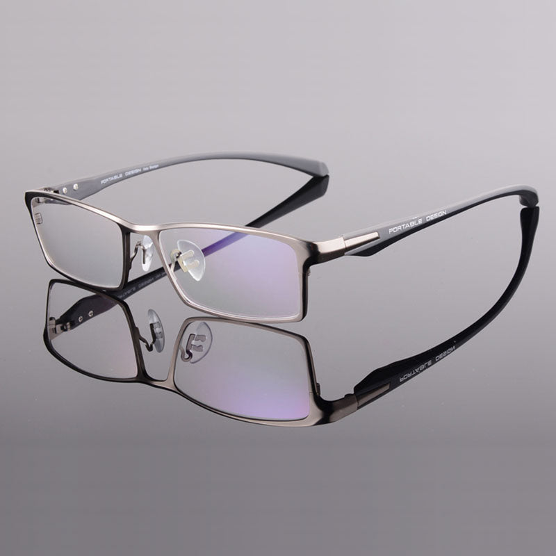 Hotochki Men's Full Rim Rectangular Alloy Acetate Frame Eyeglasses Full Rim Hotochki gray  