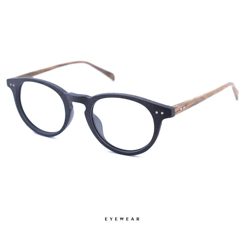 Hdcrafter Unisex Full Rim Round Wood Frame Eyeglasses Ps6089 Full Rim Hdcrafter Eyeglasses