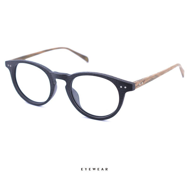 Hdcrafter Unisex Full Rim Round Wood Frame Eyeglasses Ps6089 Full Rim Hdcrafter Eyeglasses