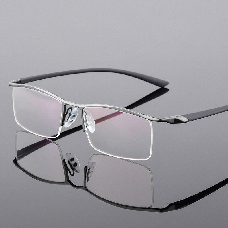 Hotony Men's Semi Rim Browline Alloy Frame Eyeglasses P8190 Semi Rim Hotony gray