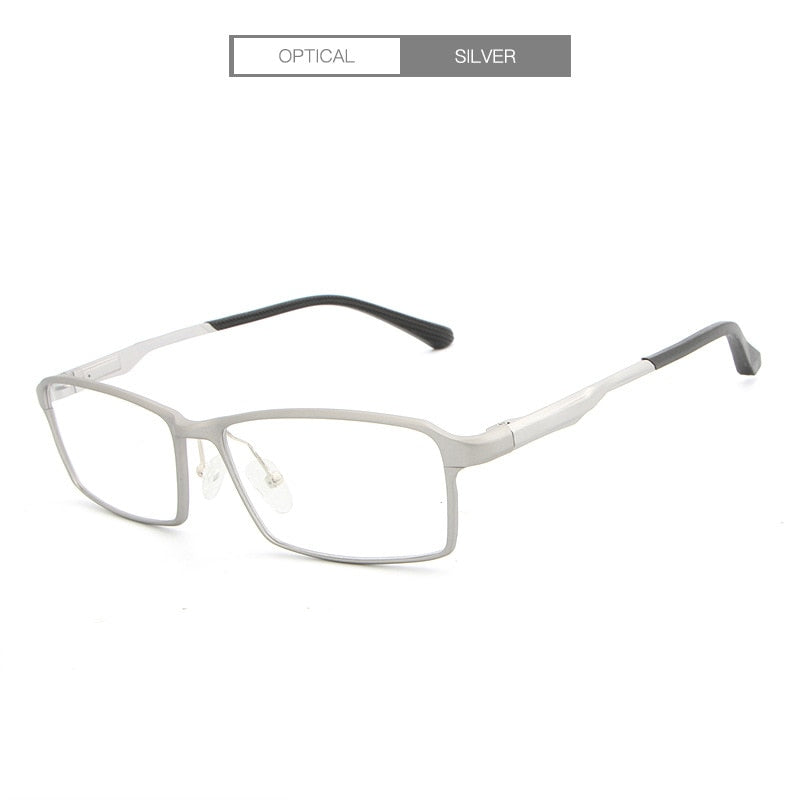 Men's Eyeglasses TR90 Alloy 17g Rectangular L-P6287 Frame Hdcrafter Eyeglasses silver  