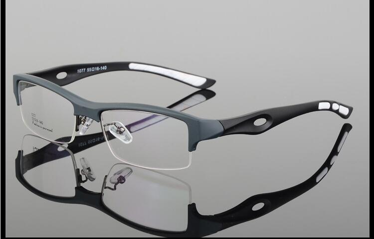 Bclear  Men's Eyeglasses Square Tr 90 Semi Rim Sports 1077 Semi Rim Bclear gray
