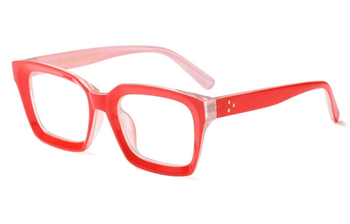 CCspace Unisex Full Rim Square Resin Rivet Frame Eyeglasses 45440 Full Rim CCspace C3 Red clear