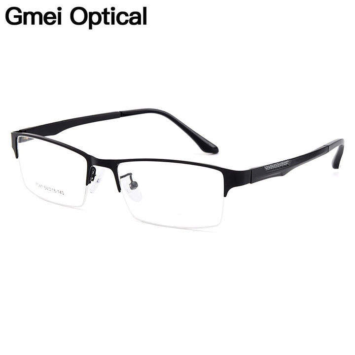 Gmei Men's Eyeglasses Semi Rim Titanium Alloy Square Y7047 Semi Rim Gmei Optical