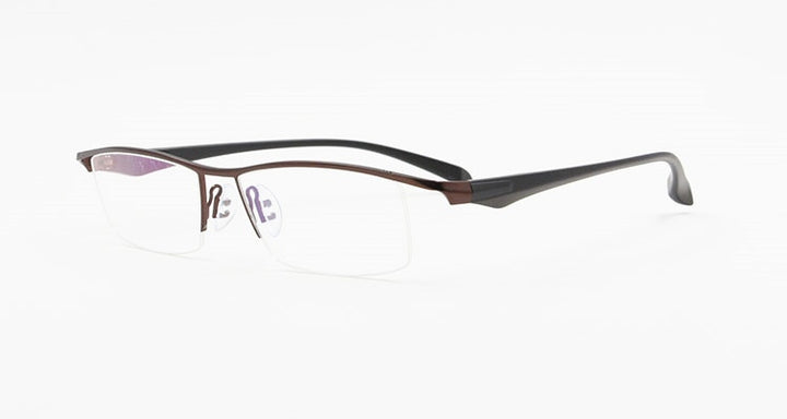 Men's Titanium Alloy Eyeglasses Half Rim Frame P8011 Semi Rim Bclear