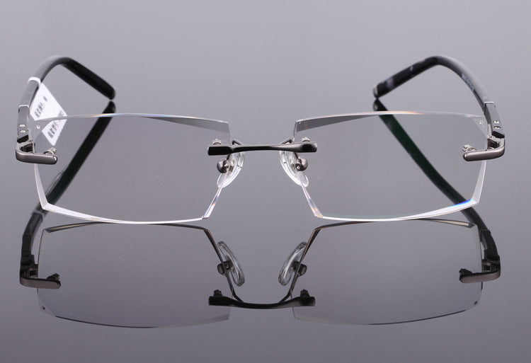 Reven Jate 58003 Pure Titanium Rimless Diamond Cutting Man Glasses Frame Eyeglasses (Gray) Rimless Reven Jate