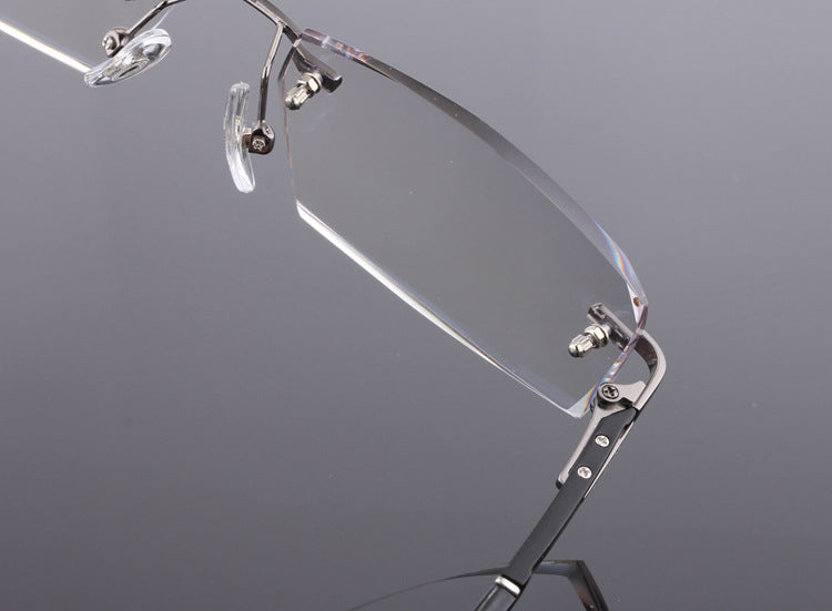 Reven Jate 58003 Pure Titanium Rimless Diamond Cutting Man Glasses Frame Eyeglasses (Gray) Rimless Reven Jate