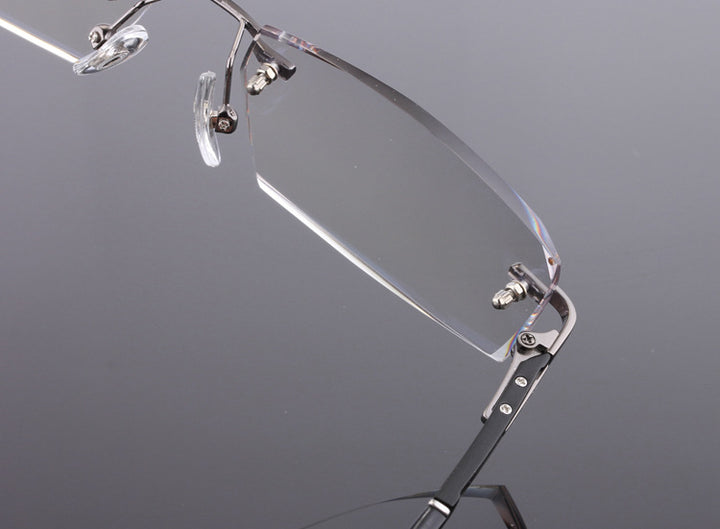 Reven Jate 58003 Pure Titanium Rimless Diamond Cutting Man Glasses Frame Eyeglasses (Gray) Rimless Reven Jate