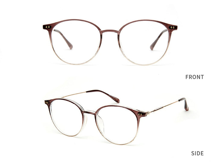 Hotony Unisex Full Rim Round Acetate Alloy Frame Eyeglasses Full Rim Hotony