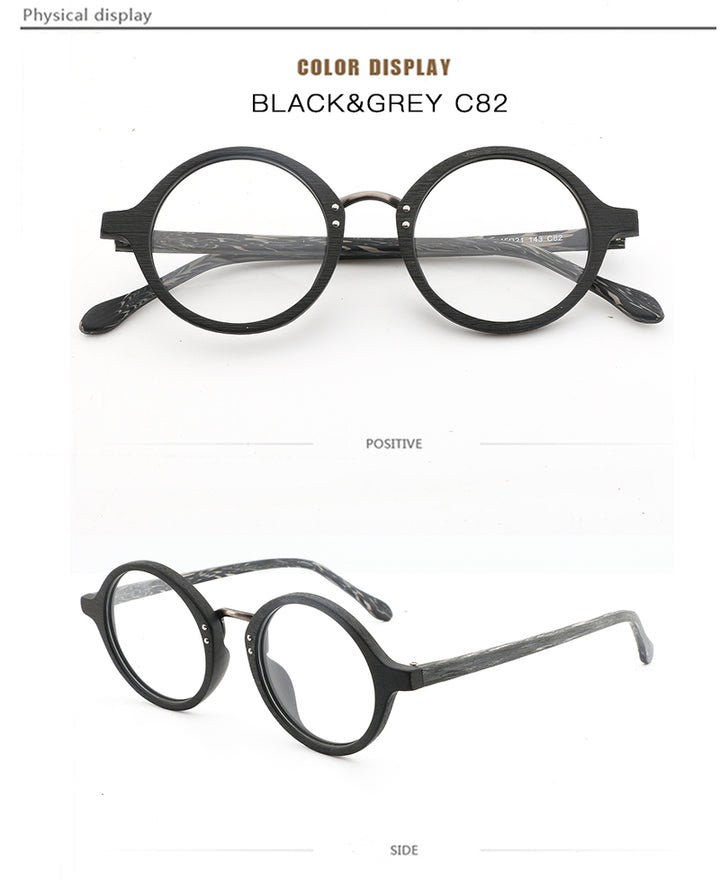 Hdcrafter Unisex Full Rim Round Wood Frame Eyeglasses Lhb028 Full Rim Hdcrafter Eyeglasses