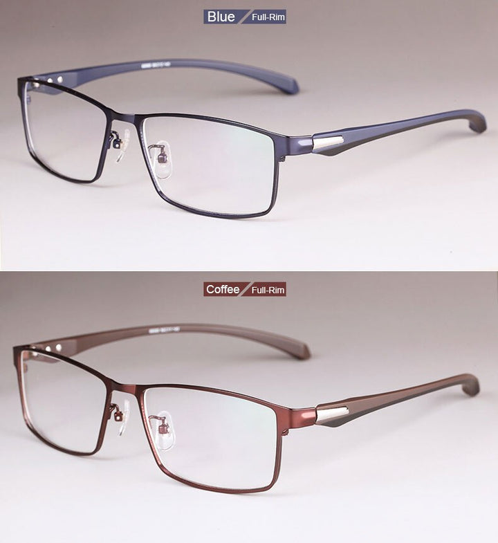 Hotochki Men's Full/Semi Rim Rectangular IP Electroplated Alloy Frame Eyeglasses Semi Rim Hotochki