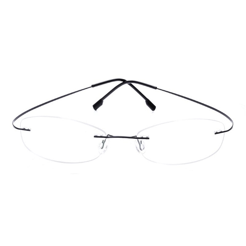 Handoer Unisex Rimless Customized Shaped Lenses 865 Titanium Eyeglasses Rimless Handoer Black