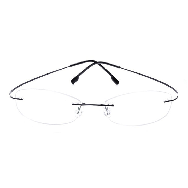 Handoer Unisex Rimless Customized Shaped Lenses 865 Titanium Eyeglasses Rimless Handoer Black