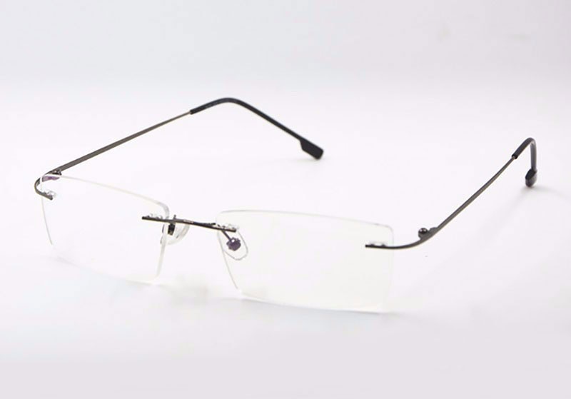 Reven Jate Unisex Rimless Square Titanium Eyeglasses R522 Rimless Reven Jate Gray