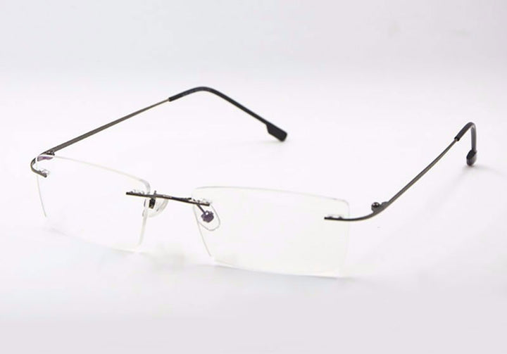 Reven Jate Unisex Rimless Square Titanium Eyeglasses R522 Rimless Reven Jate Gray