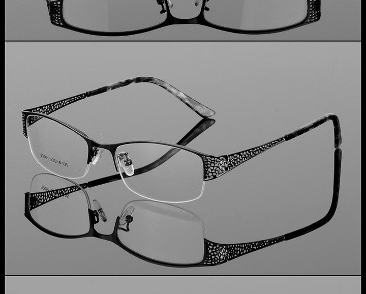 Women's Semi Rim Alloy Frame Eyeglasses 99001 Semi Rim Bclear