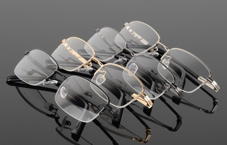 Bclear Men's Semi Rim Eyeglasses Alloy Square S887 Semi Rim Bclear