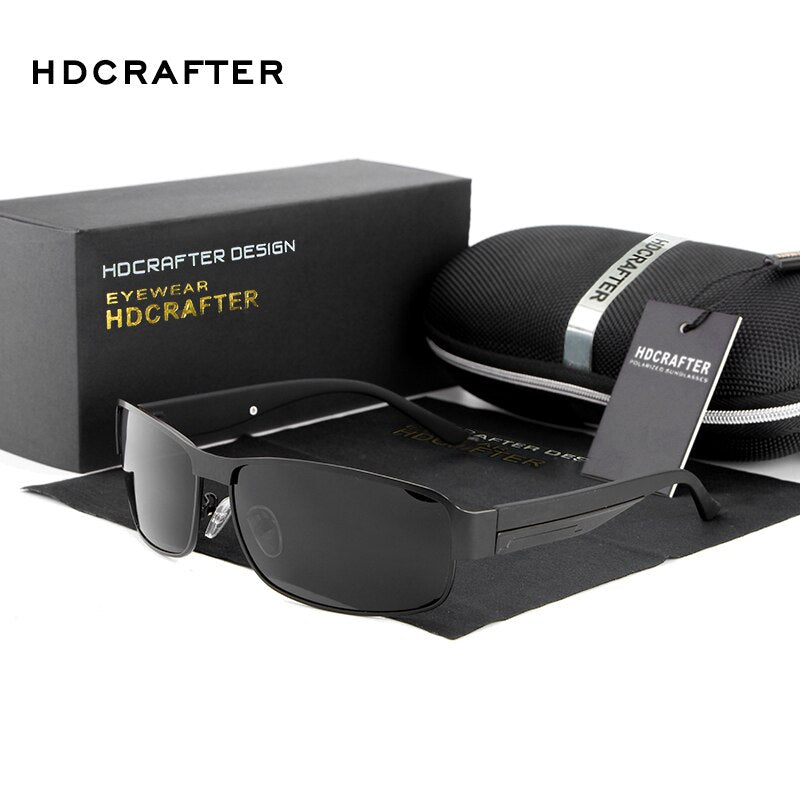 Hdcrafter Men's Full Rim Rectangle Alloy Frame Polarized Sunglasses Le007 Sunglasses HdCrafter Sunglasses