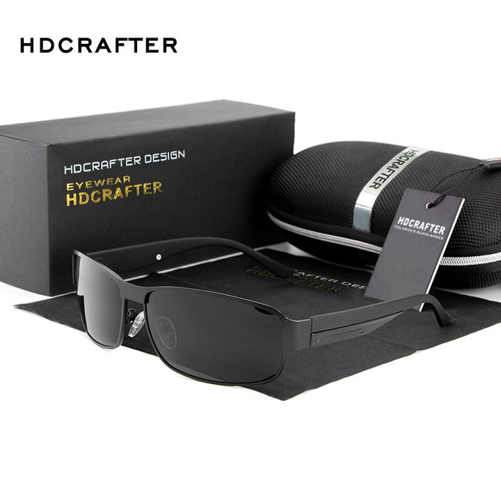 Hdcrafter Men's Full Rim Rectangle Alloy Frame Polarized Sunglasses Le007 Sunglasses HdCrafter Sunglasses