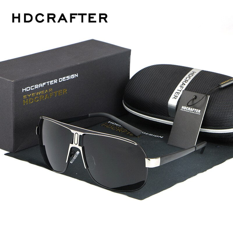 Hdcrafter Men's Full Rim Alloy Rectangle Frame Polarized Sunglasses Le028 Sunglasses HdCrafter Sunglasses