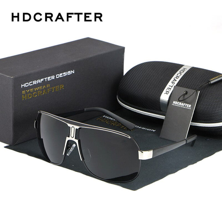Hdcrafter Men's Full Rim Alloy Rectangle Frame Polarized Sunglasses Le028 Sunglasses HdCrafter Sunglasses