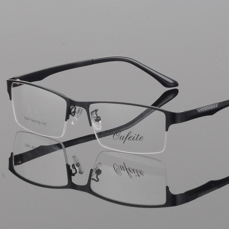 Bclear Men's Eyeglasses Square Alloy Semi Rim S7047 Semi Rim Bclear black