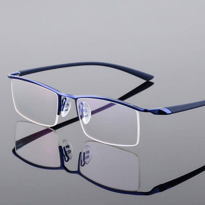 Reven Jate Men's Semi Rim Browline Alloy Eyeglasses P8190 Semi Rim Reven Jate Blue