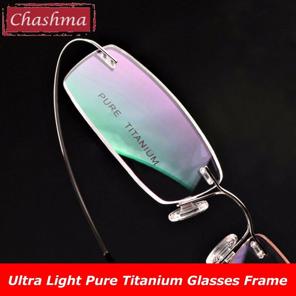 Chashma Ottica Unisex Rimless Rectangle Titanium Eyeglasses Frp1510 Rimless Chashma Ottica