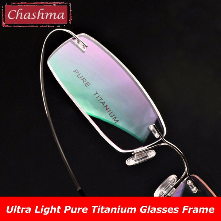 Chashma Ottica Unisex Rimless Rectangle Titanium Eyeglasses Frp1510 Rimless Chashma Ottica