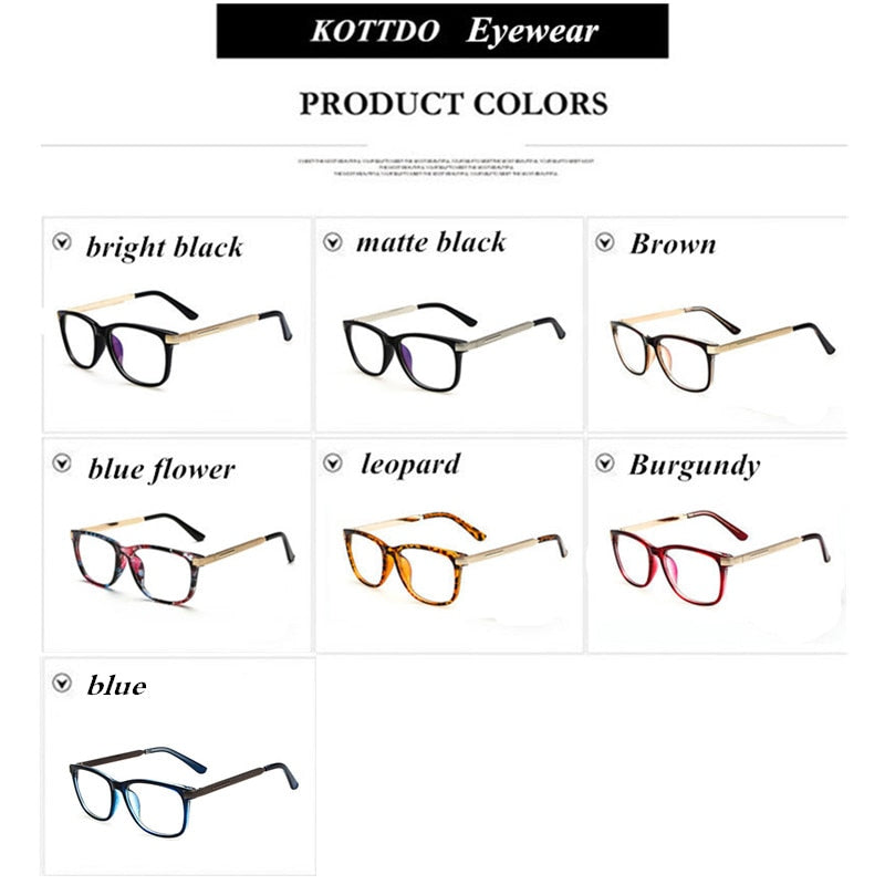 Kottdo Glasses Women Reading Eyeglasses Frame Men Square Glasses 0088 Full Rim Kottdo